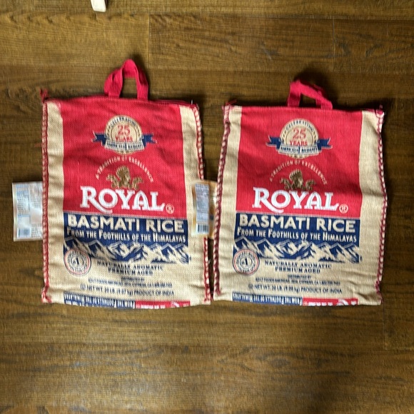 2 SET Large Woven Burlap Zippered Bag Tote with Handles Royal Basmati Rice Bag - Picture 1 of 10